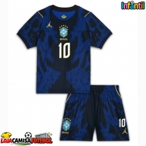 Camisa de Futebol Brasil Vinicius Junior #10 Equipamento Secundário Infantil Mundo 2026 Manga Curta (+ Calças curtas)